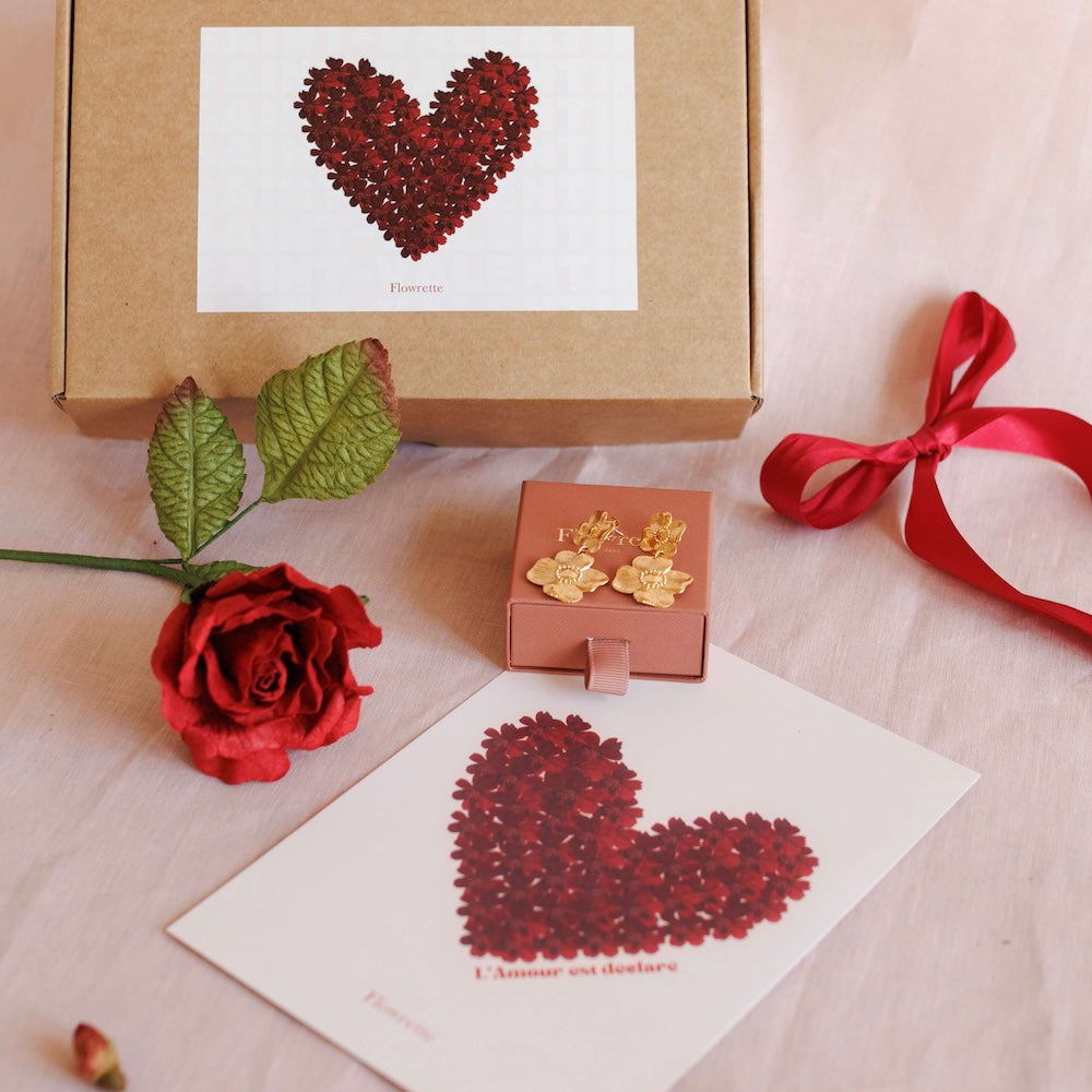 Flowrette Écrin d’Amour coffret Saint-Valentin rose papier boucles