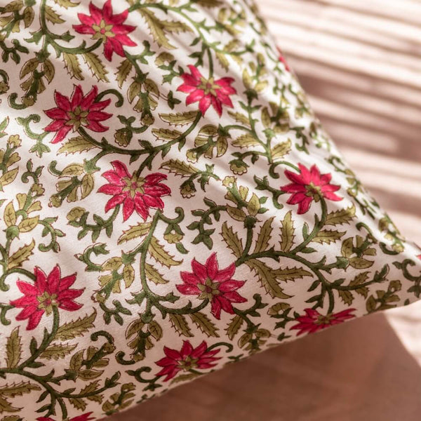 Flowrette Bally housse coussin coton block print