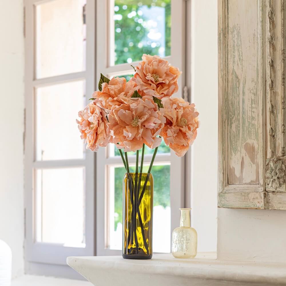 Flowrette Fleurs en papier Pivoine orange corail fleur x1