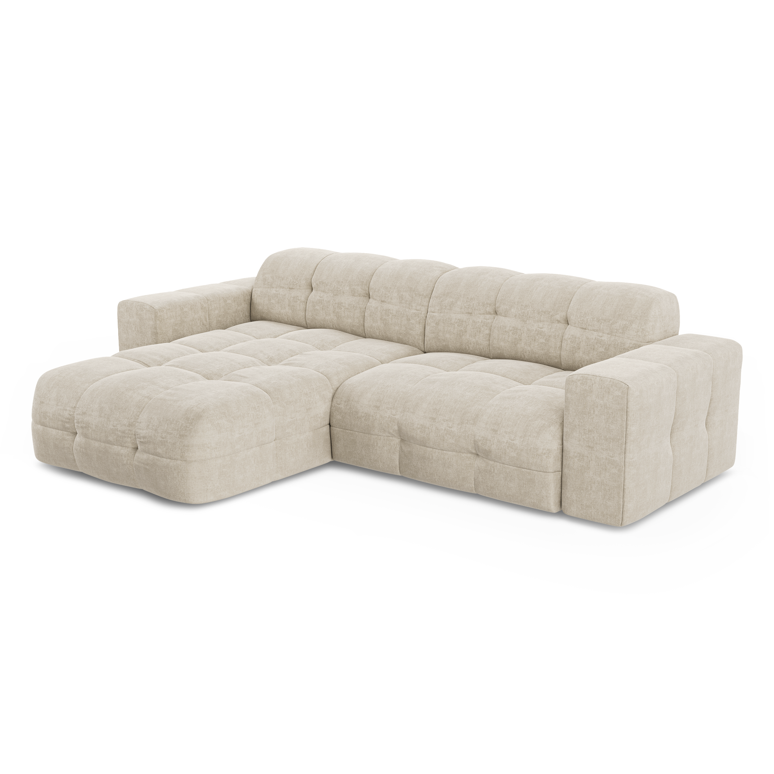 Sia Home Mael canapé angle gauche crème 5 places arrondi