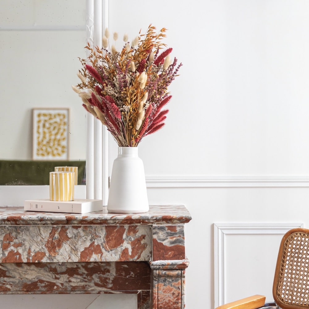 Flowrette Merveilleux bouquet fleurs séchées orange rose