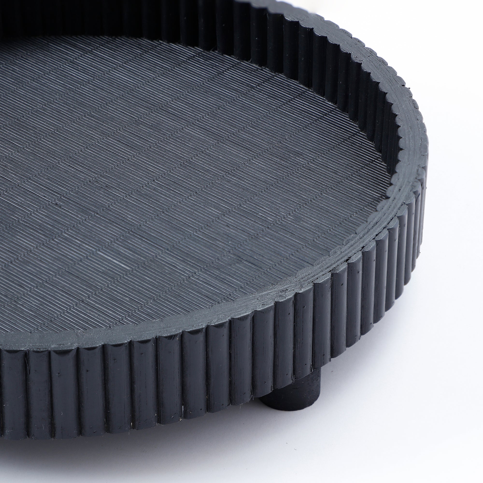 Sia Home Palma Plateau décoratif rond noir 30,5 cm pin