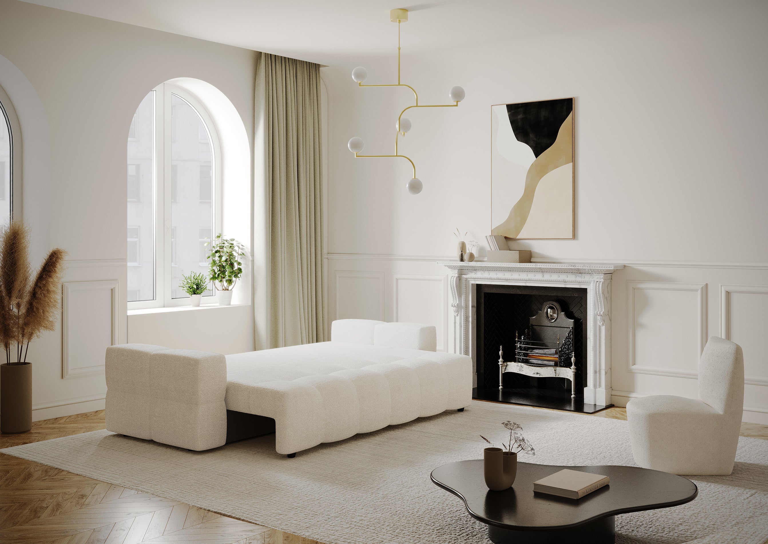 Sia Gabriel canapé convertible taupe avec coffre