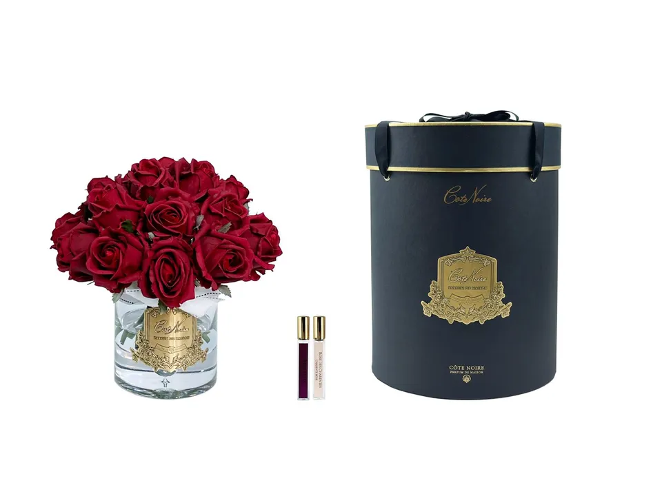 Côte Noire Grand Bouquets LRB04 bouquet fleurs rouges boîte noire