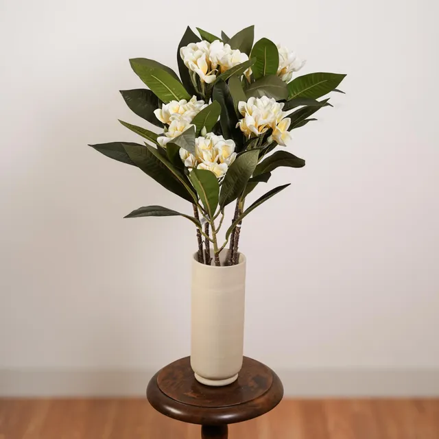 Flowrette frangipanier jaune fleur artificielle tige x1 sans entretien