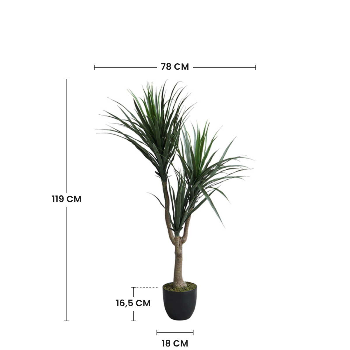 Sia Home Dracaena plante artificielle vert 119 cm