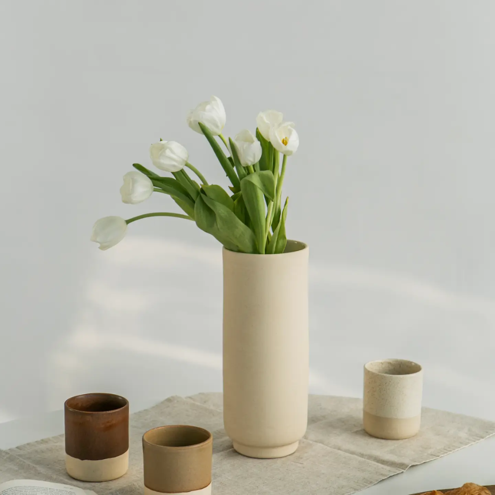 Flowrette Vase élégant vase grès naturel fait main