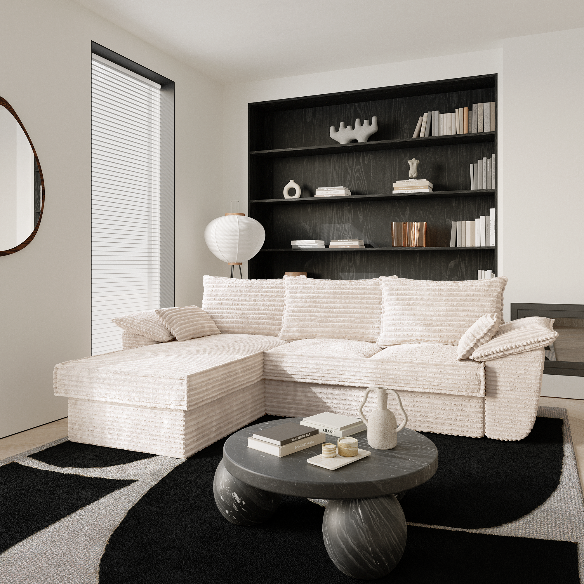 Sia Home Sasha canapé convertible angle gauche crème