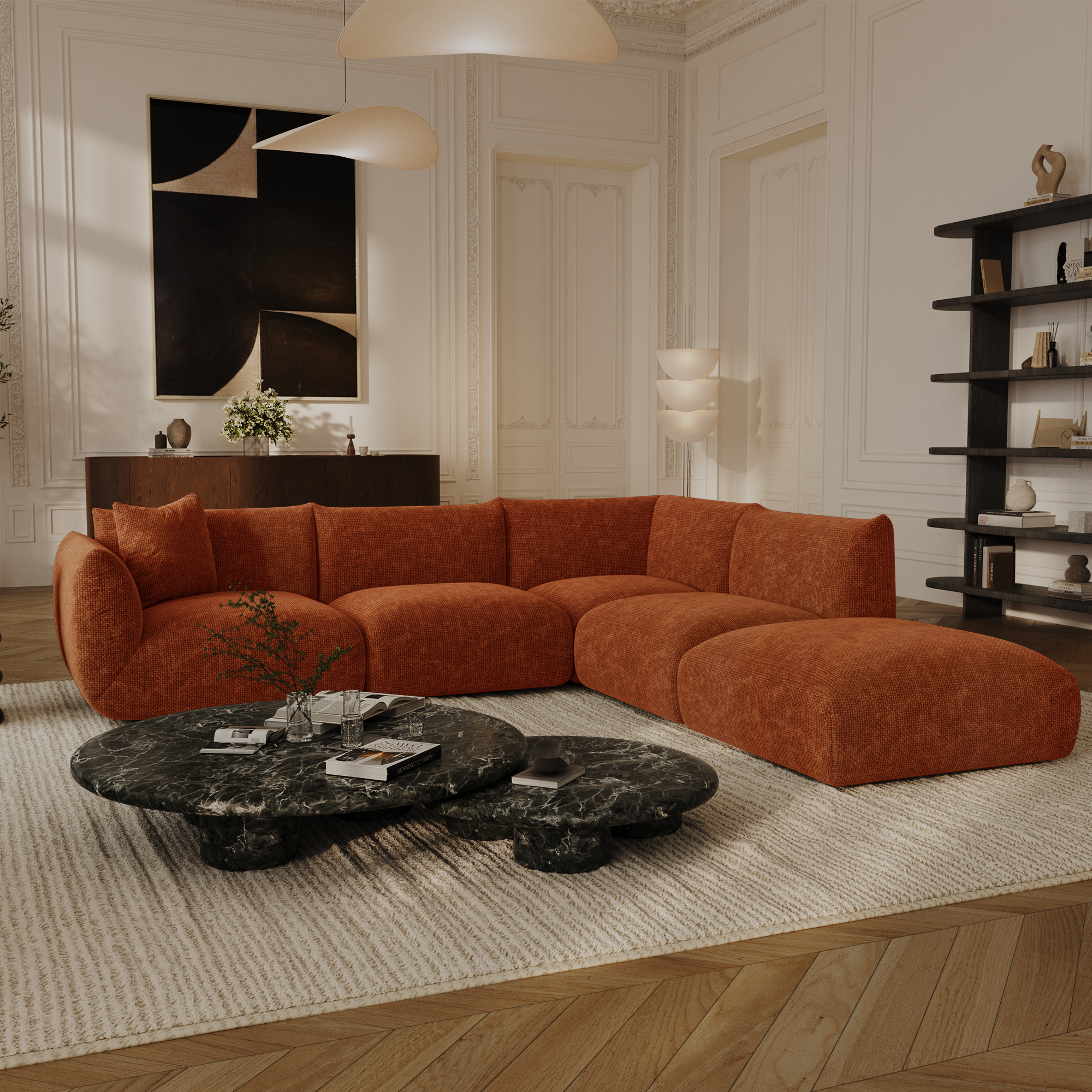 Sia Home Nooma canapé angle droit modulable 7 places terracotta