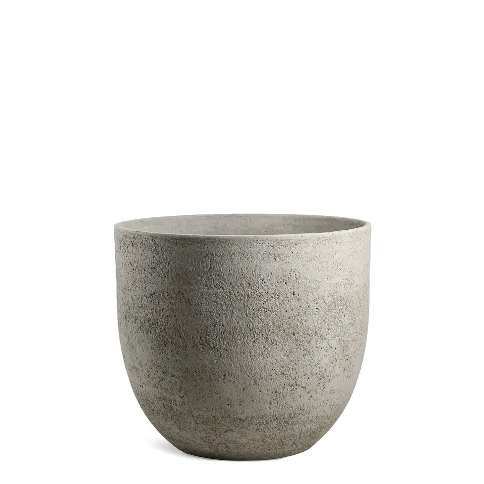 Sia Terra cache-pot arrondi gris clair 45 cm fibre ciment