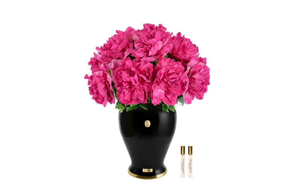 Côte Noire Perfumed Flowers IMPP07 pivoines magenta badge or
