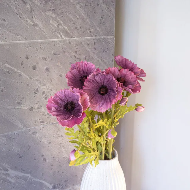 Flowrette Fleurs artificielles coquelicot artificiel violet x1 Real Touch