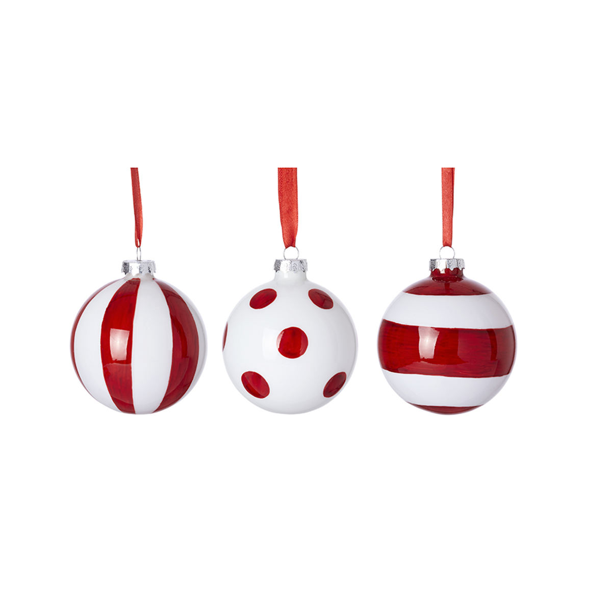 Sia Home Boules de Noël Graphiques verre rouge lot 3