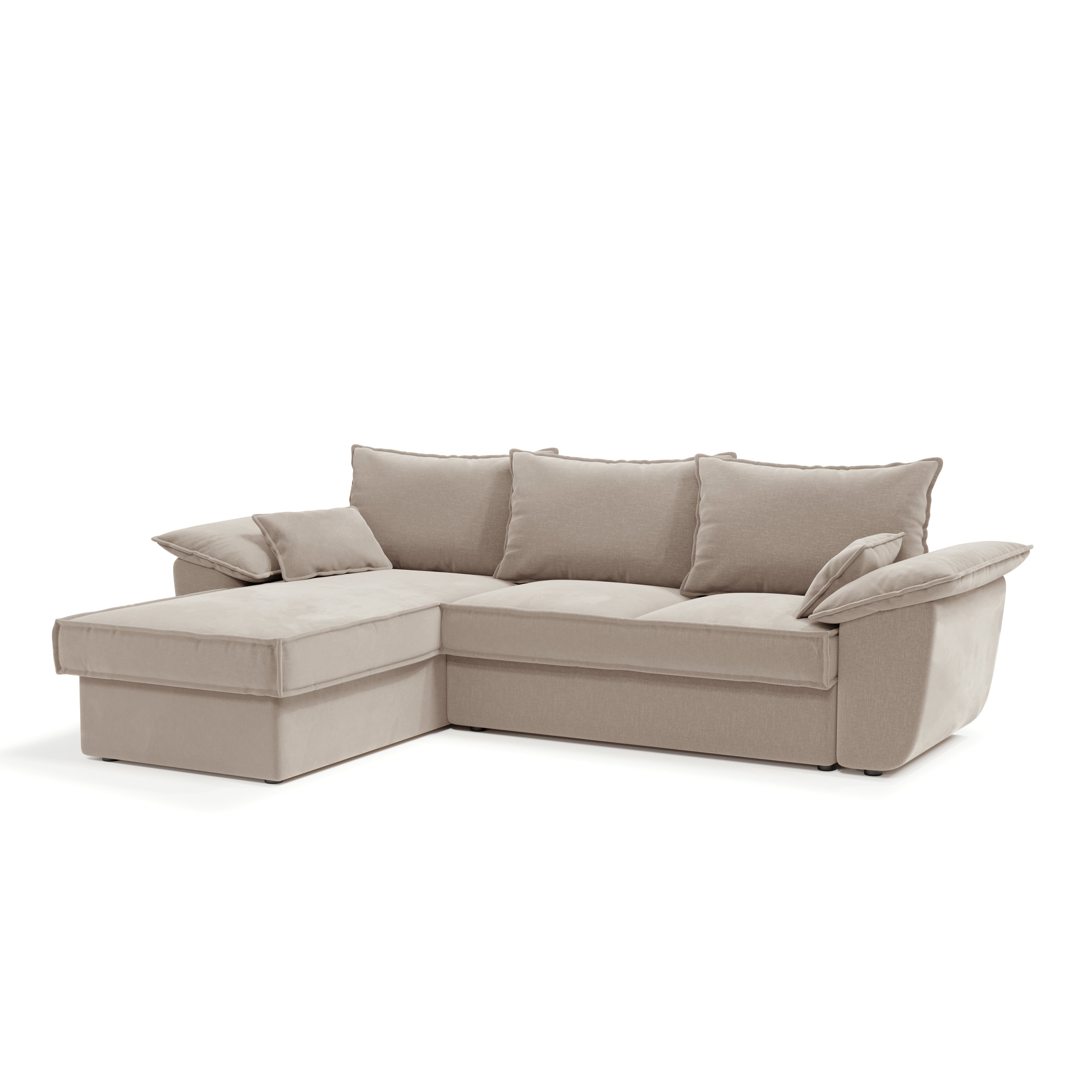 Sia Home Sasha canapé angle gauche beige convertible avec coffre