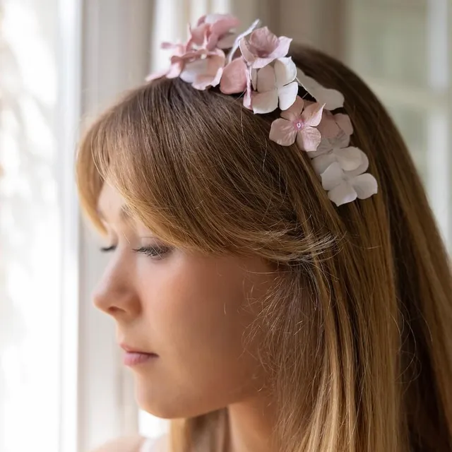 Flowrette Serre tête papier blanc rose M accessoire mariage