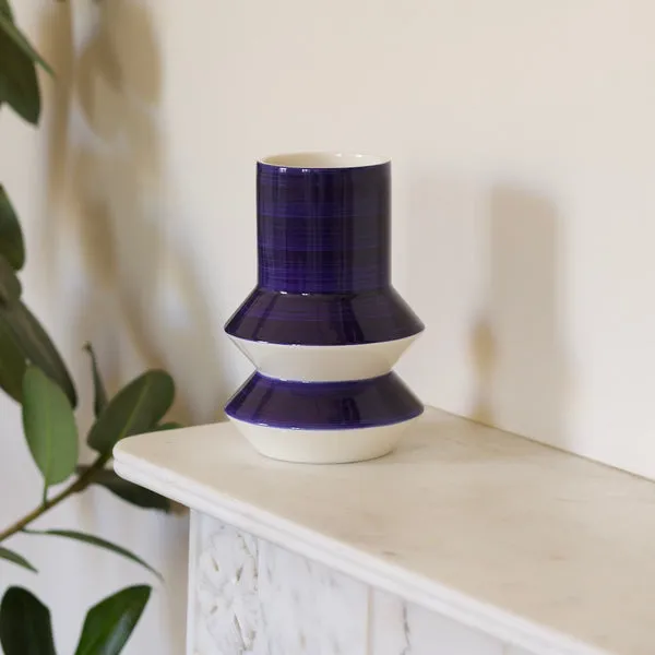 Flowrette Marvão vase céramique bleu blanc 25 cm