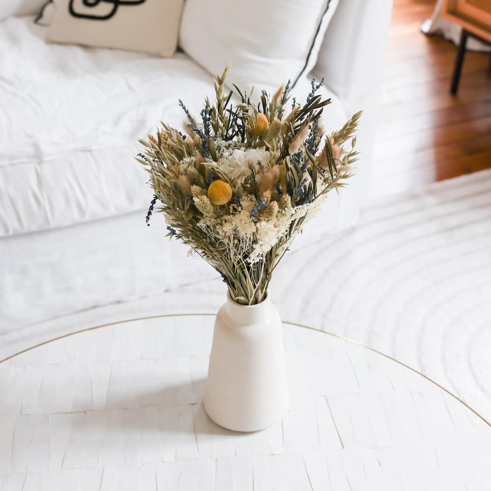 Flowrette Gautier bouquet fleurs séchées taille M jaune blanc