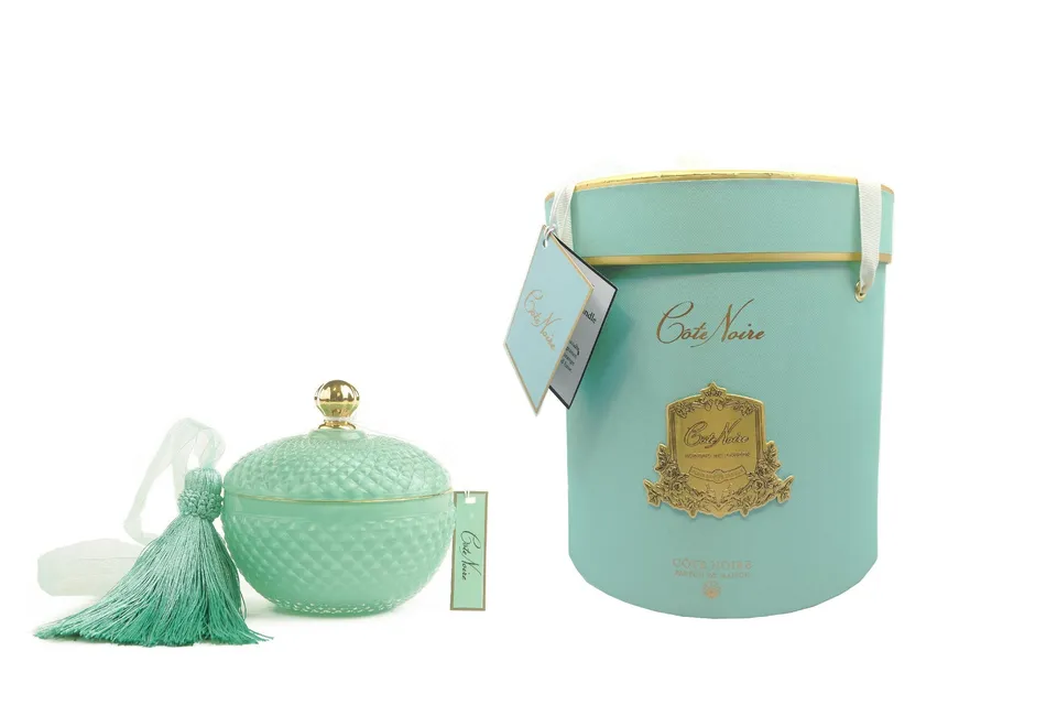 Côte Noire Art Deco bougie 300g Persian Lime bleu gold