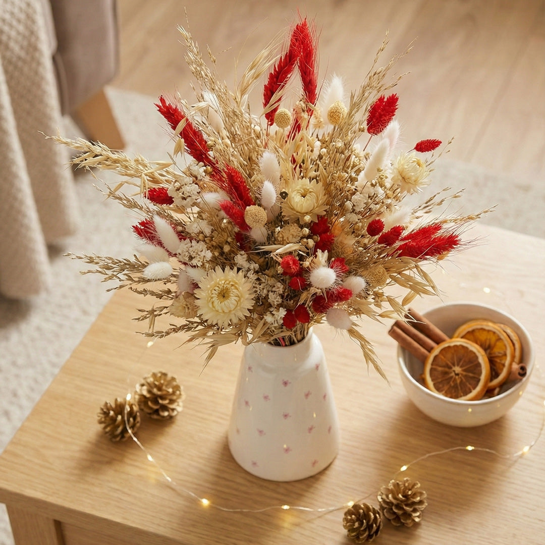 Flowrette Célestin bouquet fleurs séchées taille M rouge naturel