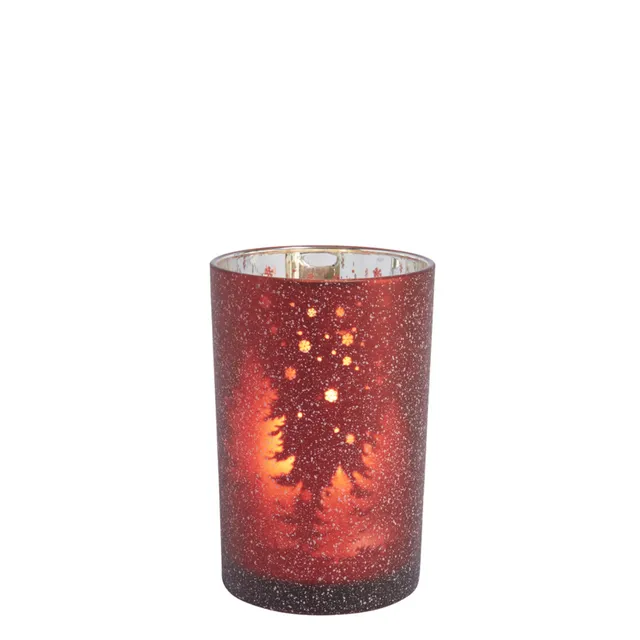 Sia Home Moor Photophore Verre 18 cm Rouge Vert