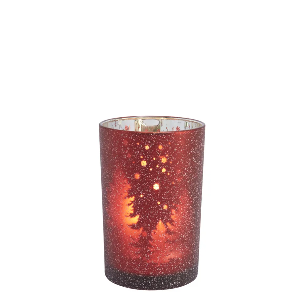 Sia Home Moor Photophore Verre 18 cm Rouge Vert