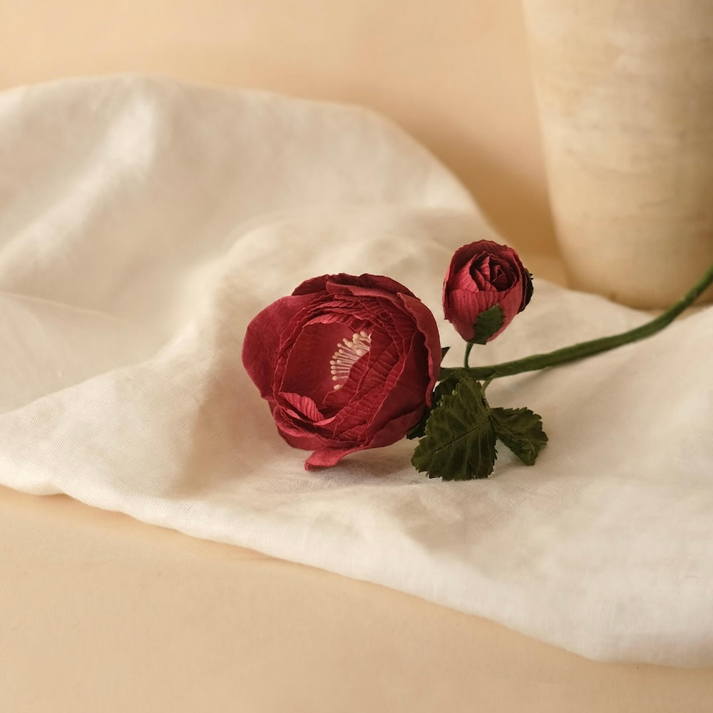 Flowrette Rose Queen x1 fleur papier bordeaux