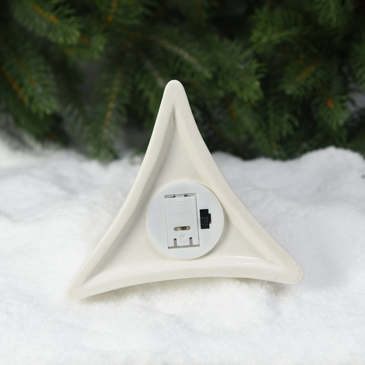 Sia Home Aria Statue Sapin de Noël lumineux blanc 23 cm porcelaine