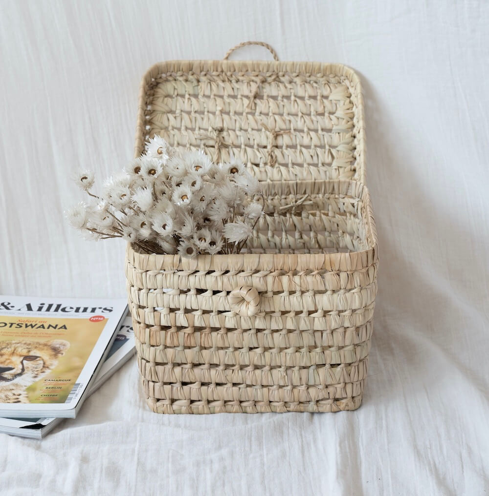 Flowrette Malle artisanale palme panier petite malle
