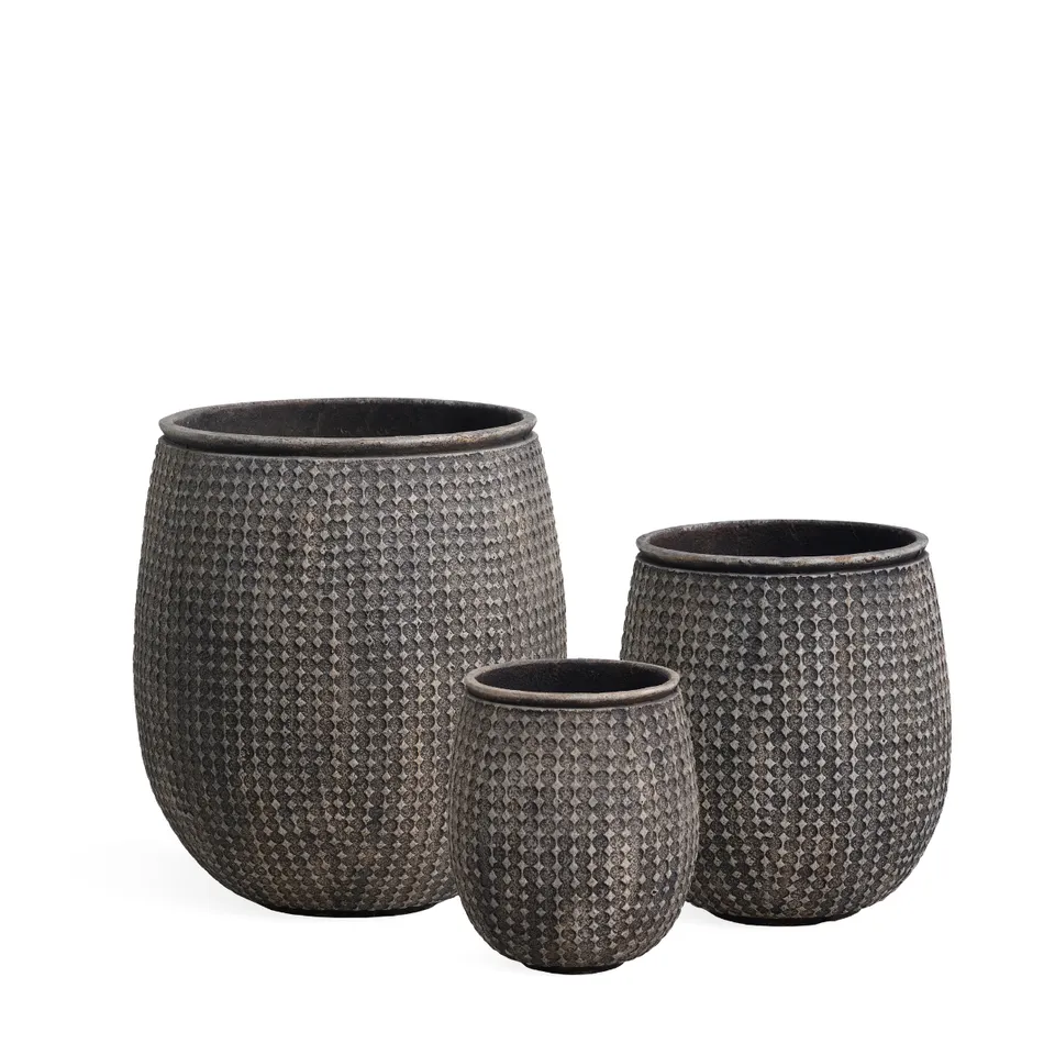 Sia Home Zen lot 3 cache-pots gris losanges ciment