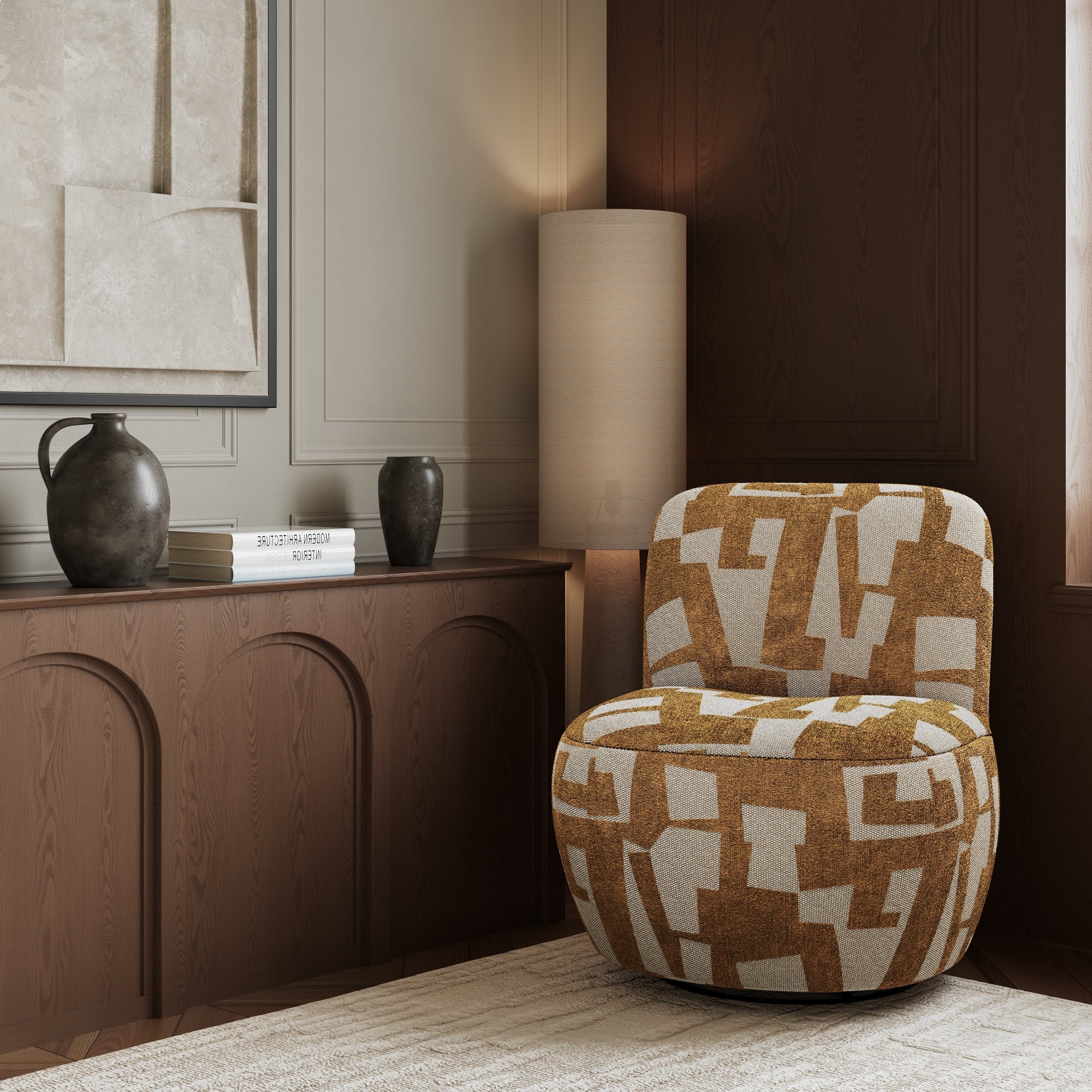 Sia Home Jena Fauteuil Pivotant 360 Écru Salon