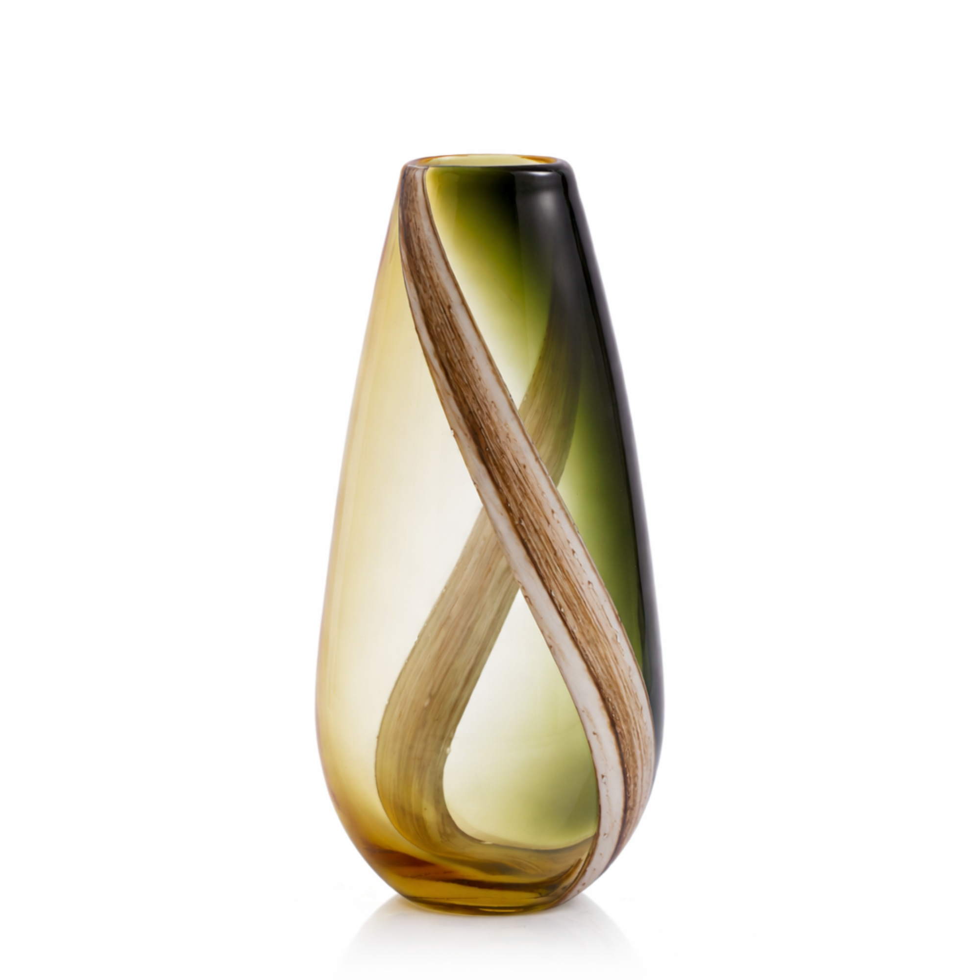 Sia Olivine vase en verre soufflé vert 38 cm fait main