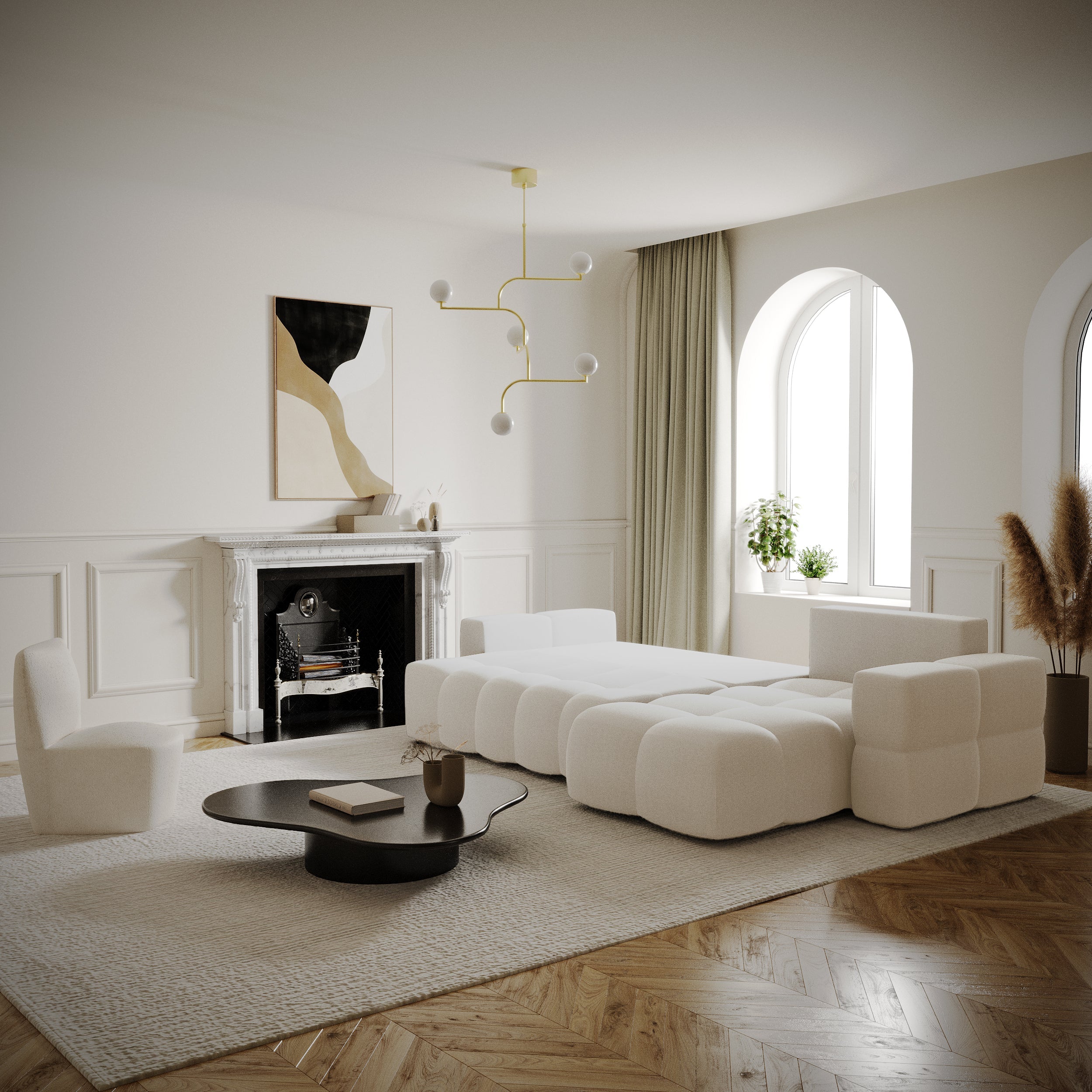 Sia Home Gabriel Canapé Convertible Angle Gauche Crème