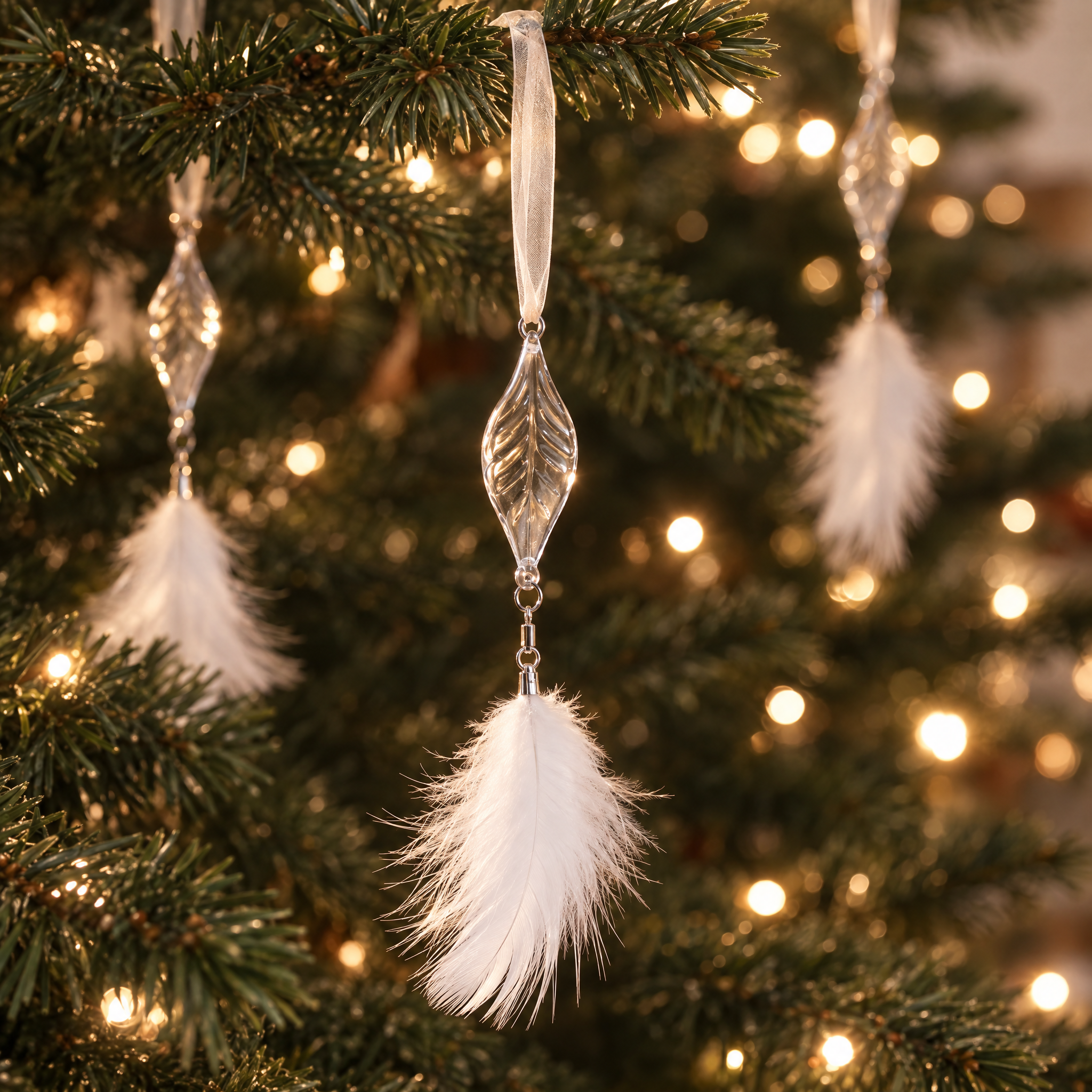 Sia Home Suspension Noël Plumes blanc 15 cm