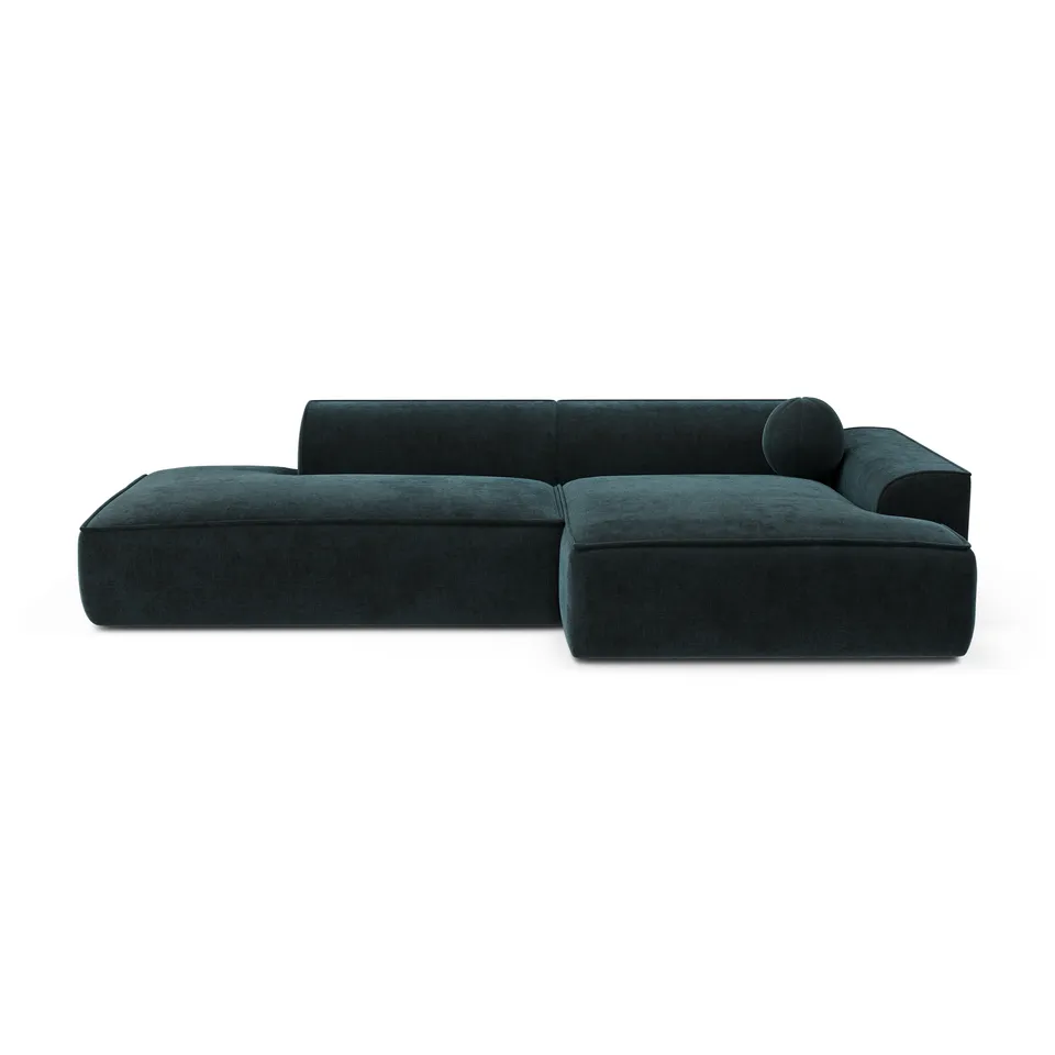 Sia Ania canapé angle droit 260 cm bleu paon