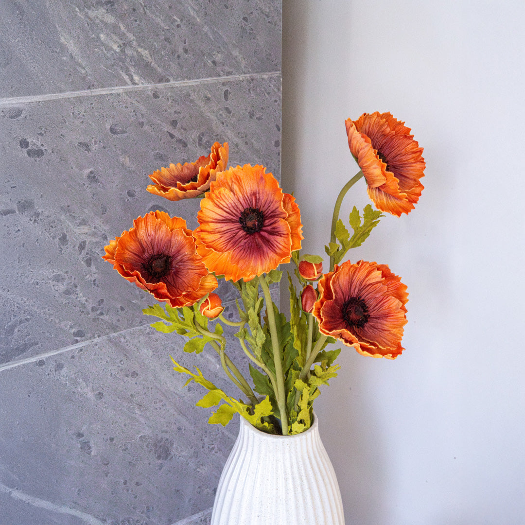 Flowrette Coquelicot artificiel orange tige x1 Real Touch