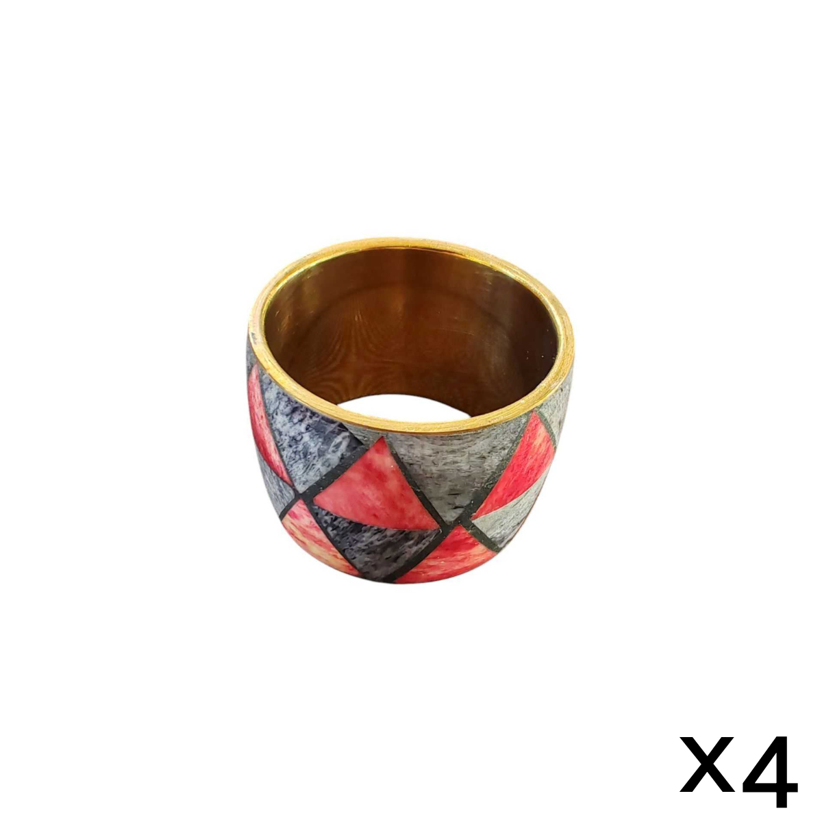 Sia Home Emilion ronds de serviette lot 4 rouge laiton doré