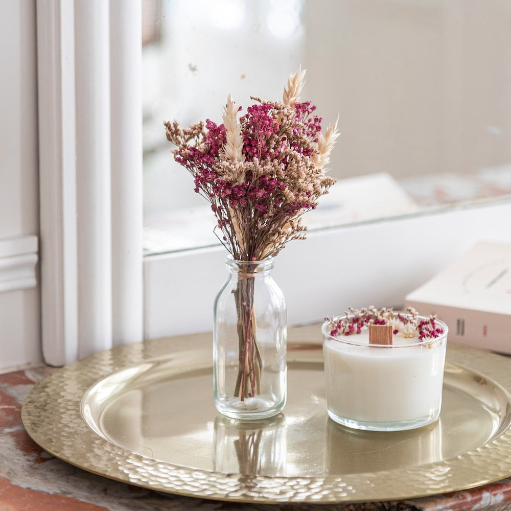 Flowrette Décoration Coffret Épistolaire ivoire bouquet bougie
