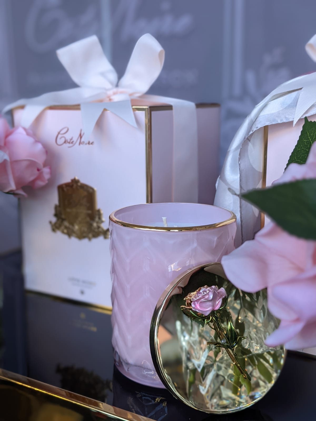 Côte Noire Herringbone Candles bougie Charente Rose 600g