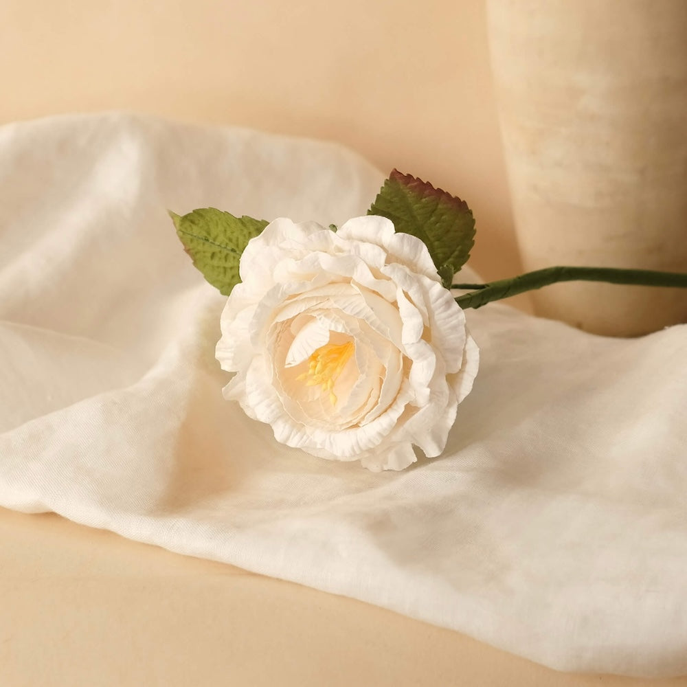 Flowrette Rose anglaise fleur papier blanche x1 durable