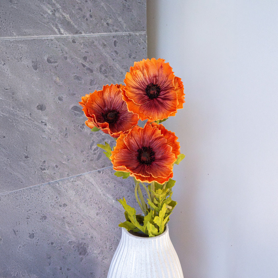 Flowrette Coquelicot artificiel orange tige x1 Real Touch