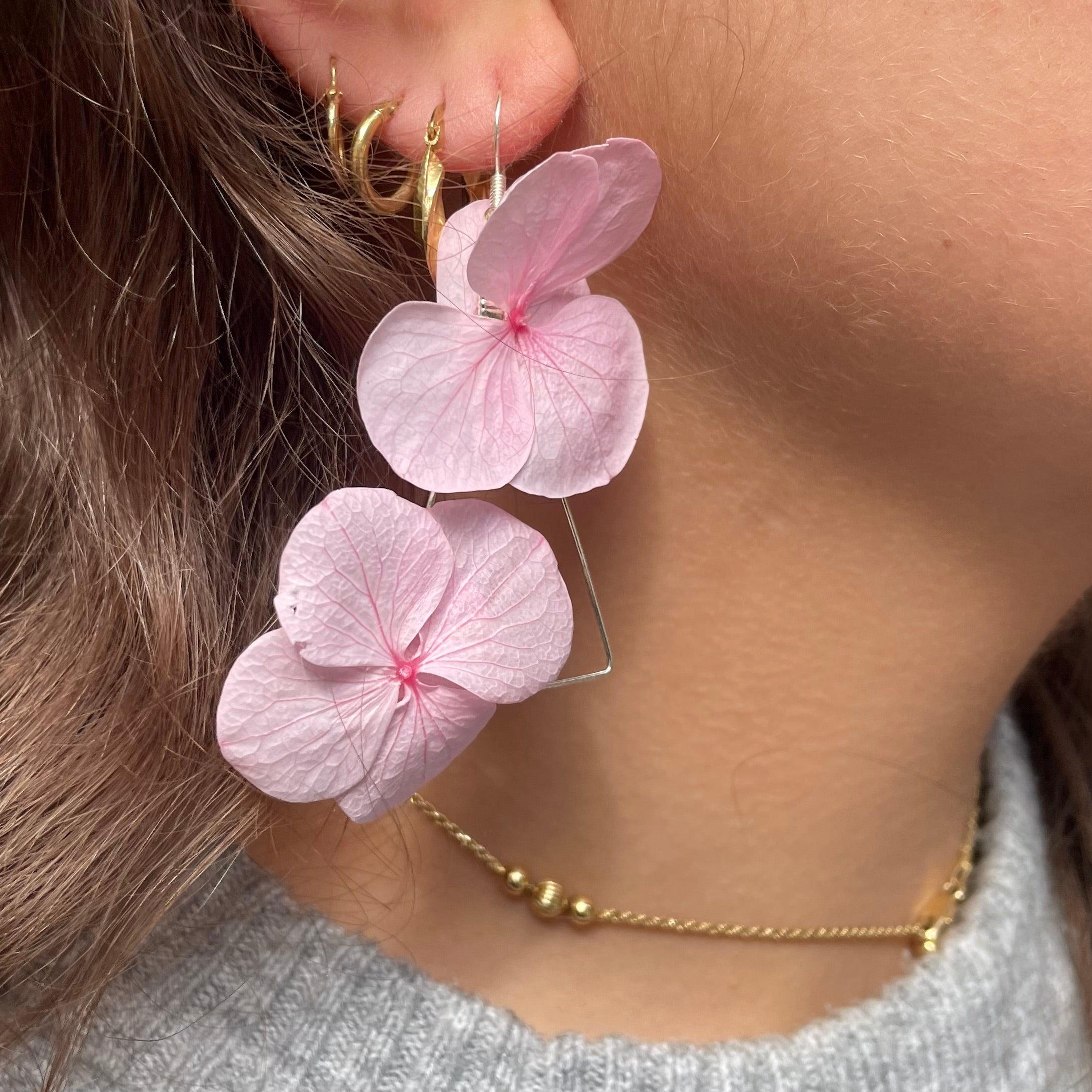 Ateliers Ouchamp Prague boucles d'oreilles hortensia jaune rose