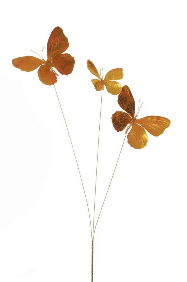 Feuillazur Rungis Saison Branche papillons métallisés doré 63cm