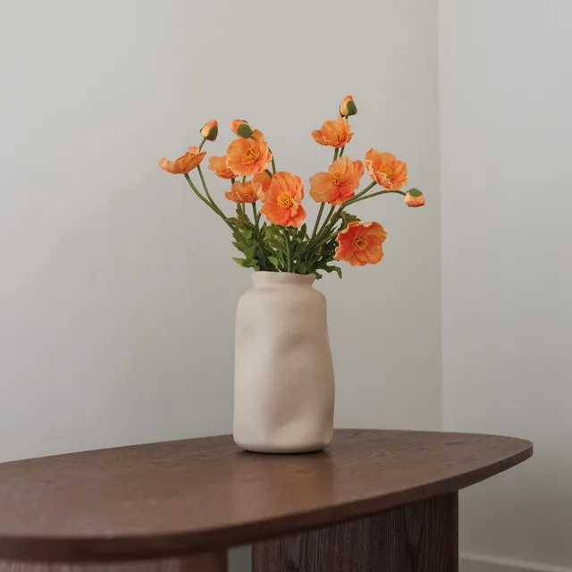 Flowrette Pavot fleur artificielle orange x1 Real Touch