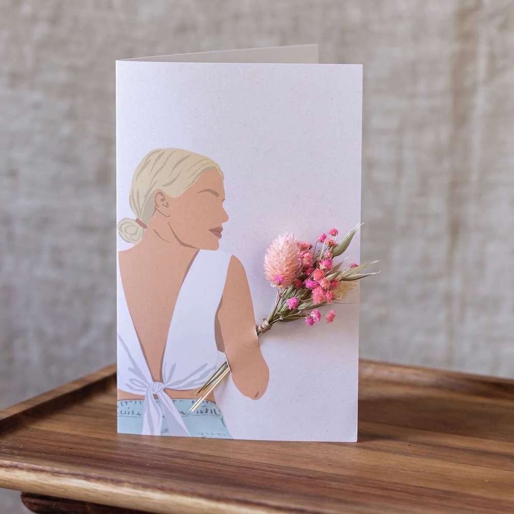 Flowrette carte de fleurs séchées crème papeterie artisanale