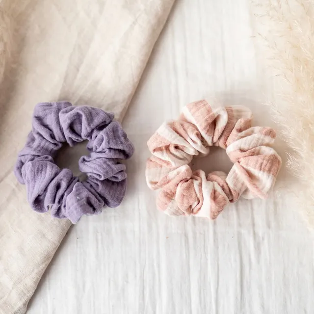 Flowrette duo maxi chouchous mauve rose coton