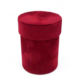 Feuillazur Boîte ronde velours rouge 8x6 cm