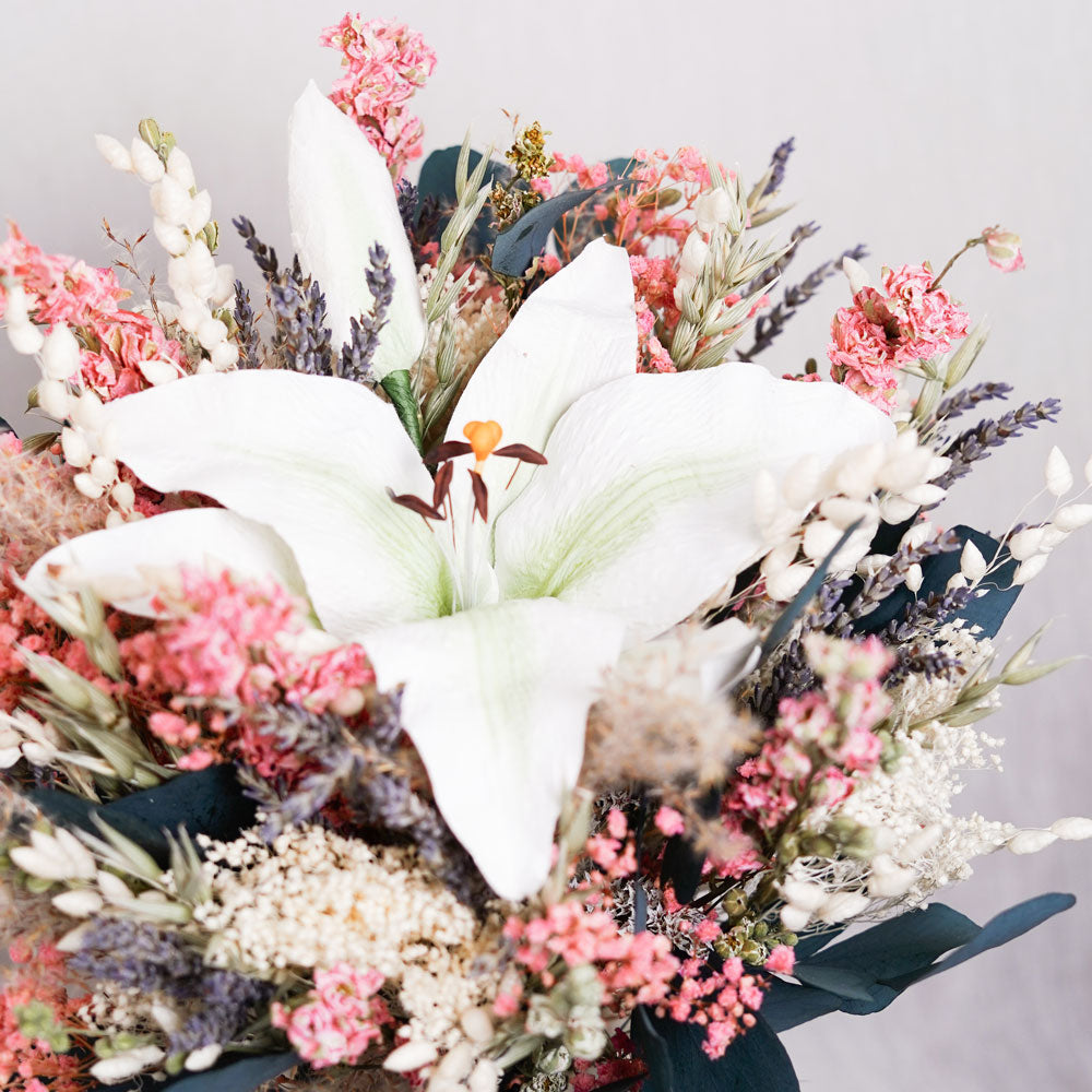 Flowrette Proust bouquet mixte fleurs séchées rose