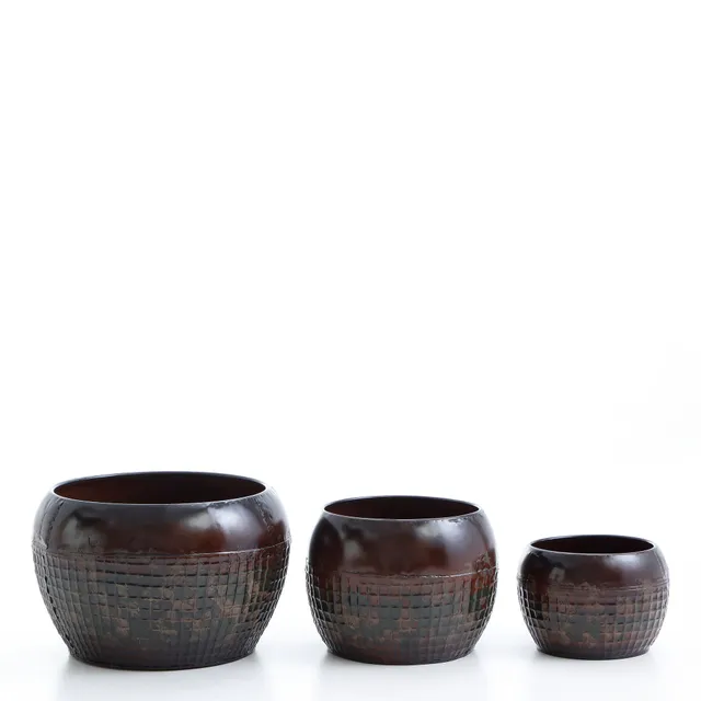 Sia Home Elen Cache-pots métal marron lot 3