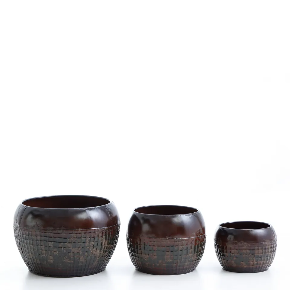 Sia Home Elen Cache-pots métal marron lot 3