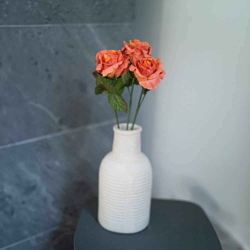 Flowrette Rose Lady fleur papier orange x1 éclat durable